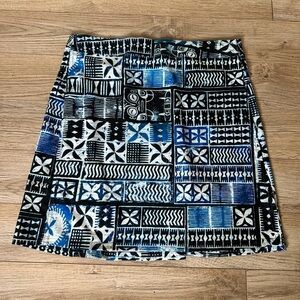 Rip Skirt Hawaii Geometric Patterned Black, Blue and White Adjustable Skirt